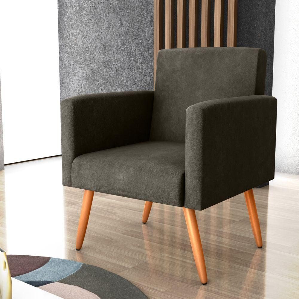 Poltrona Para Decoração Sara Veludo Turkey Marrom