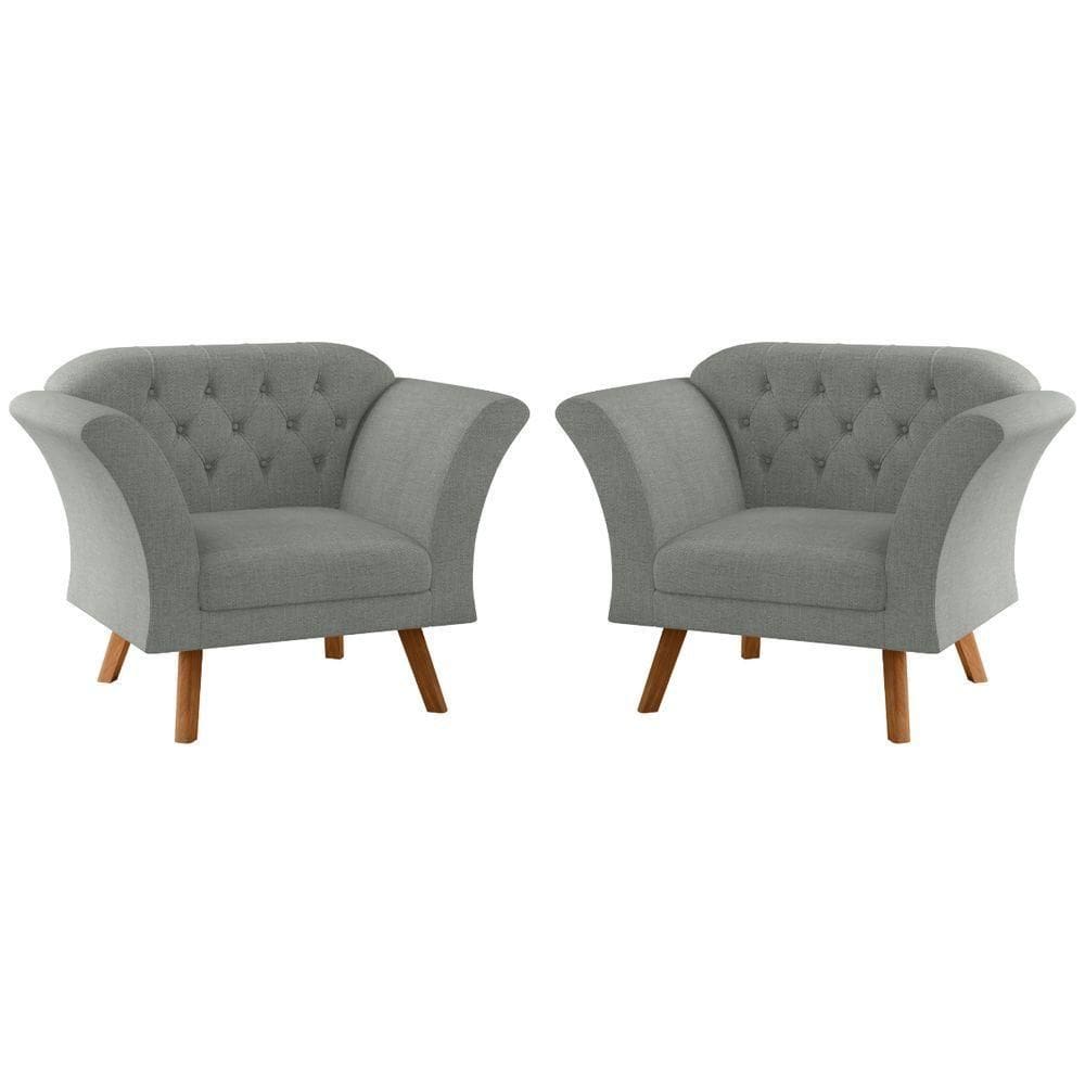 Conjunto Poltrona Decorativa Roseira Linha Grafite