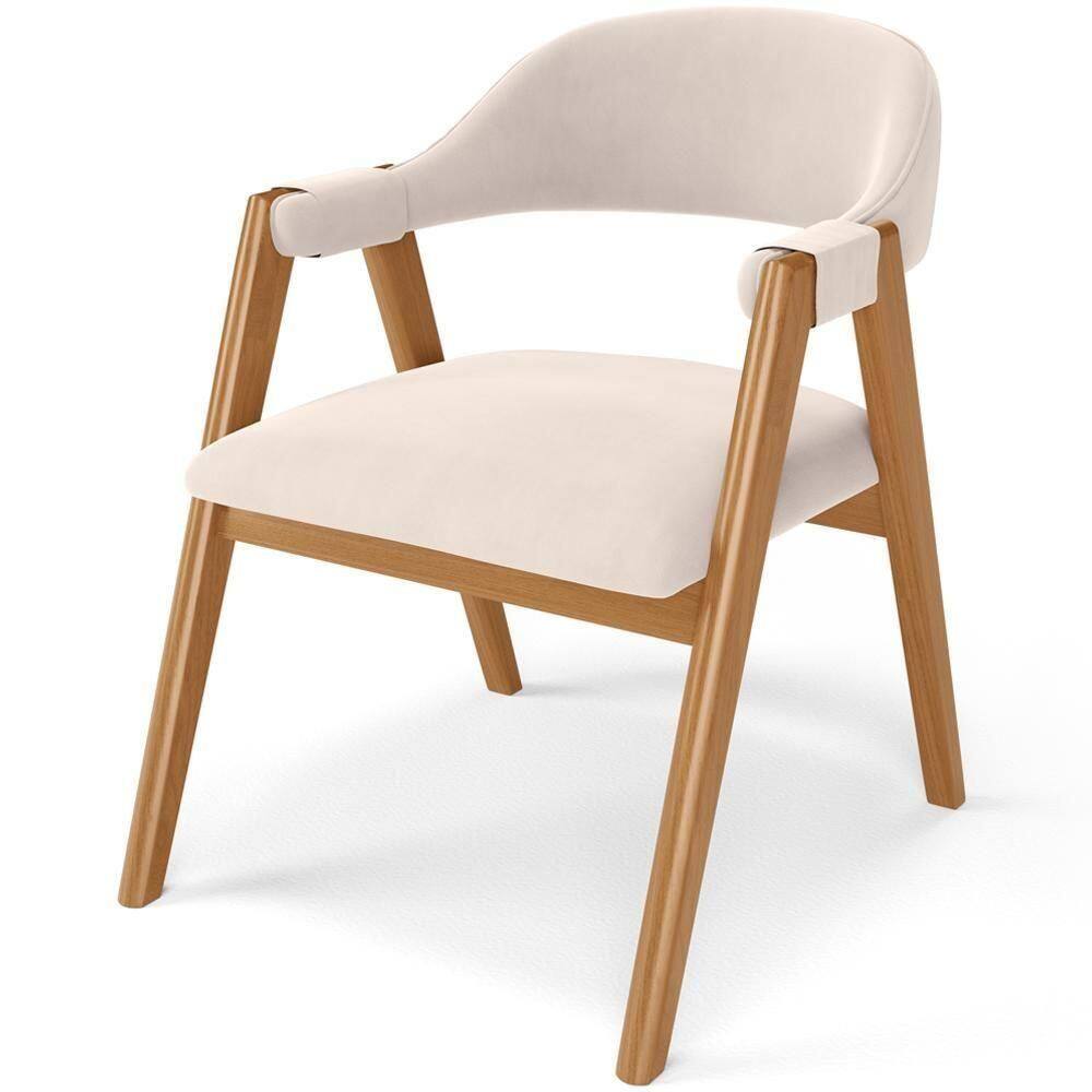 Cadeira De Jantar E Estar Living Estofada Nadja L02 Suede Bege