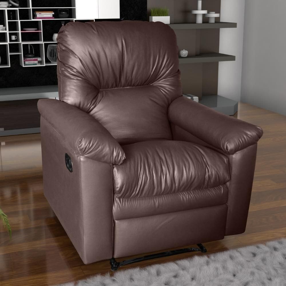 Poltrona Reclinável Para Sala De Estar Bonn Sintetico Marrom
