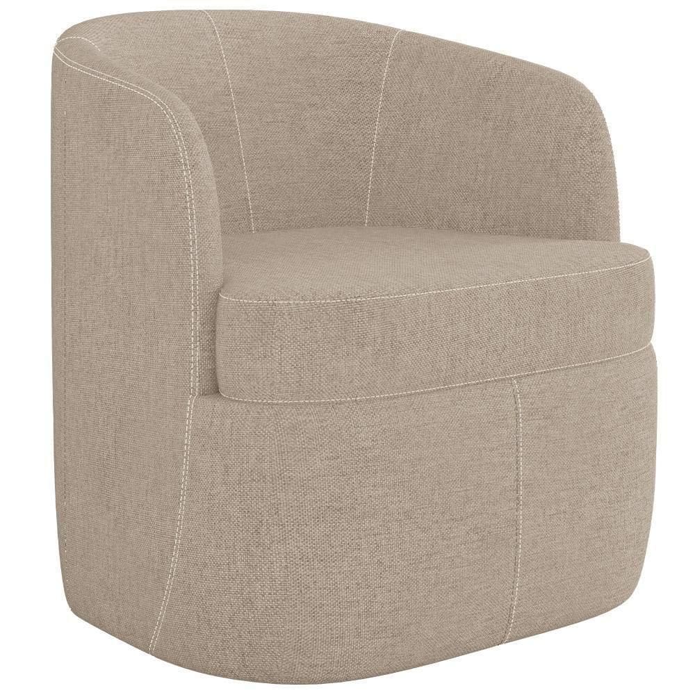 Poltrona Decorativa Giratória Para Sala De Estar Siena K01 Linho Bege