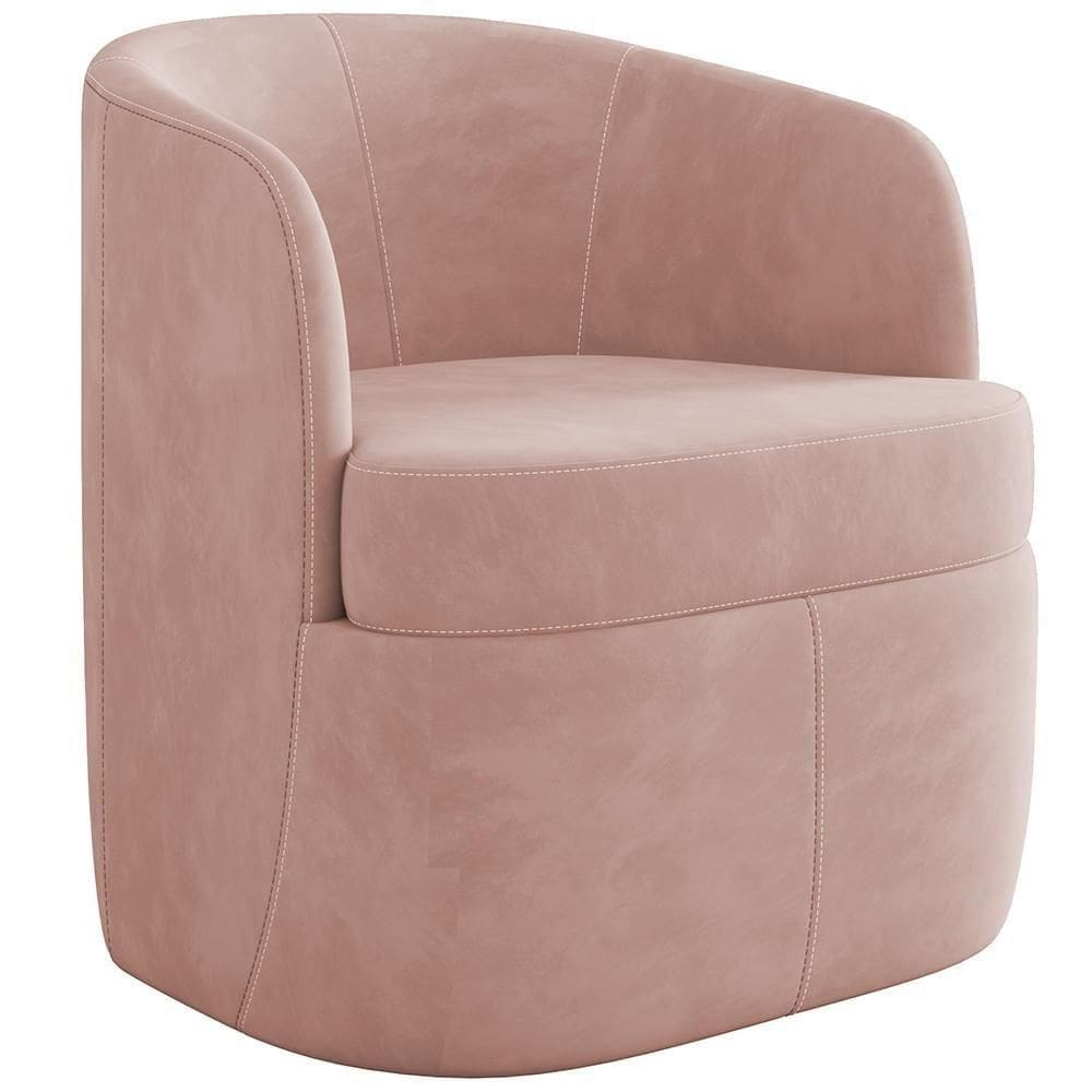 Poltrona Decorativa Giratória Para Sala De Estar Siena K01 Veludo Rosê - Lyam Decor