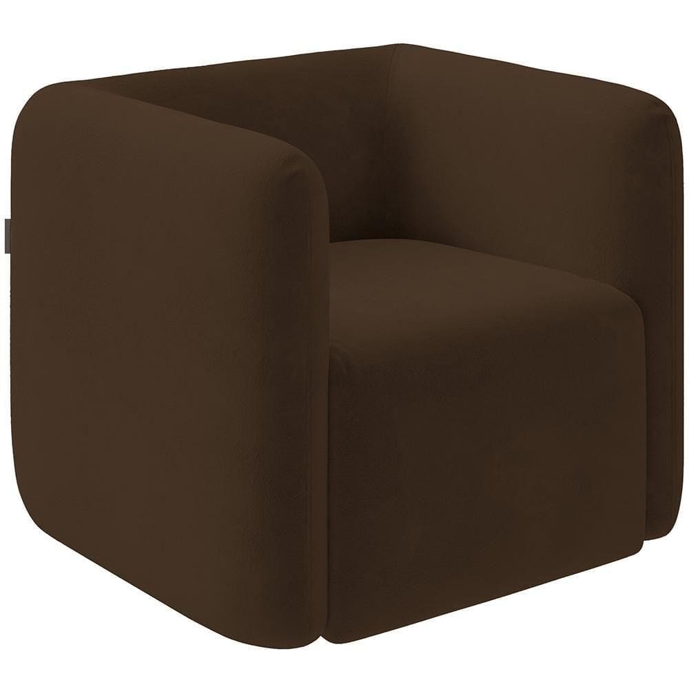 Poltrona Decorativa Para Sala De Estar Fixa Living Peônia K01 Veludo Marrom