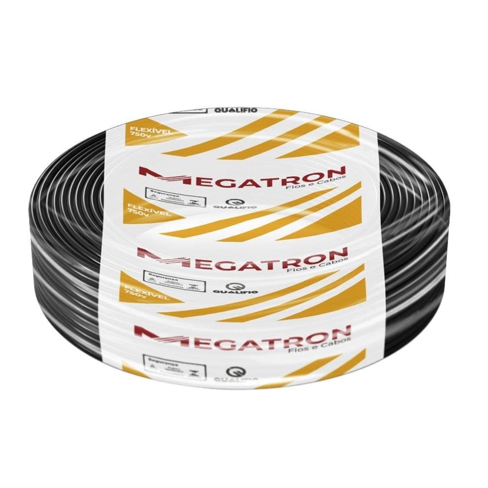Cabo Flexível Megatron 1,5MMx100M Rolo 750V Preto