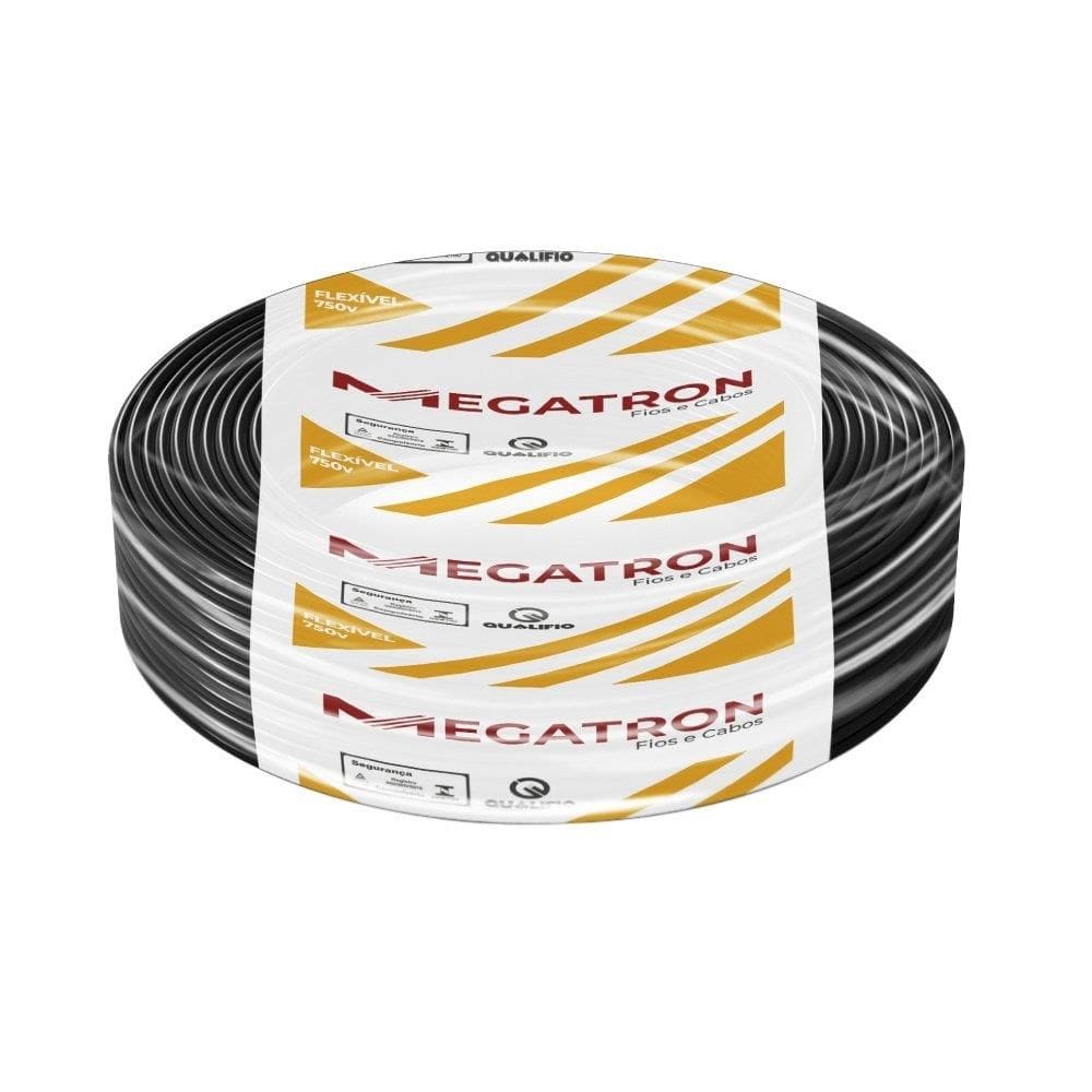Cabo Flexível Megatron 2,5MMx100M Rolo 750V Preto