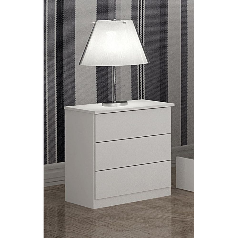 Mesa de Cabeceira com 3 Gavetas - 028 -Neve - Star Móveis