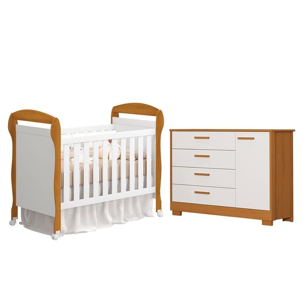 Jogo de Quarto Infantil Cômoda Zaki e Berço Mini Cama Danny - Reller Móveis