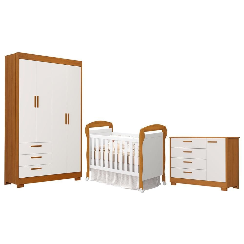 Dormitório Infantil Zaki Guarda Roupa, Cômoda e Berço Mini Cama Danny - Reller Móveis