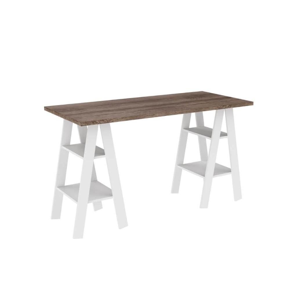 Mesa Escrivaninha Cavalete Rústica Branca 135X60X78cm MDP MB