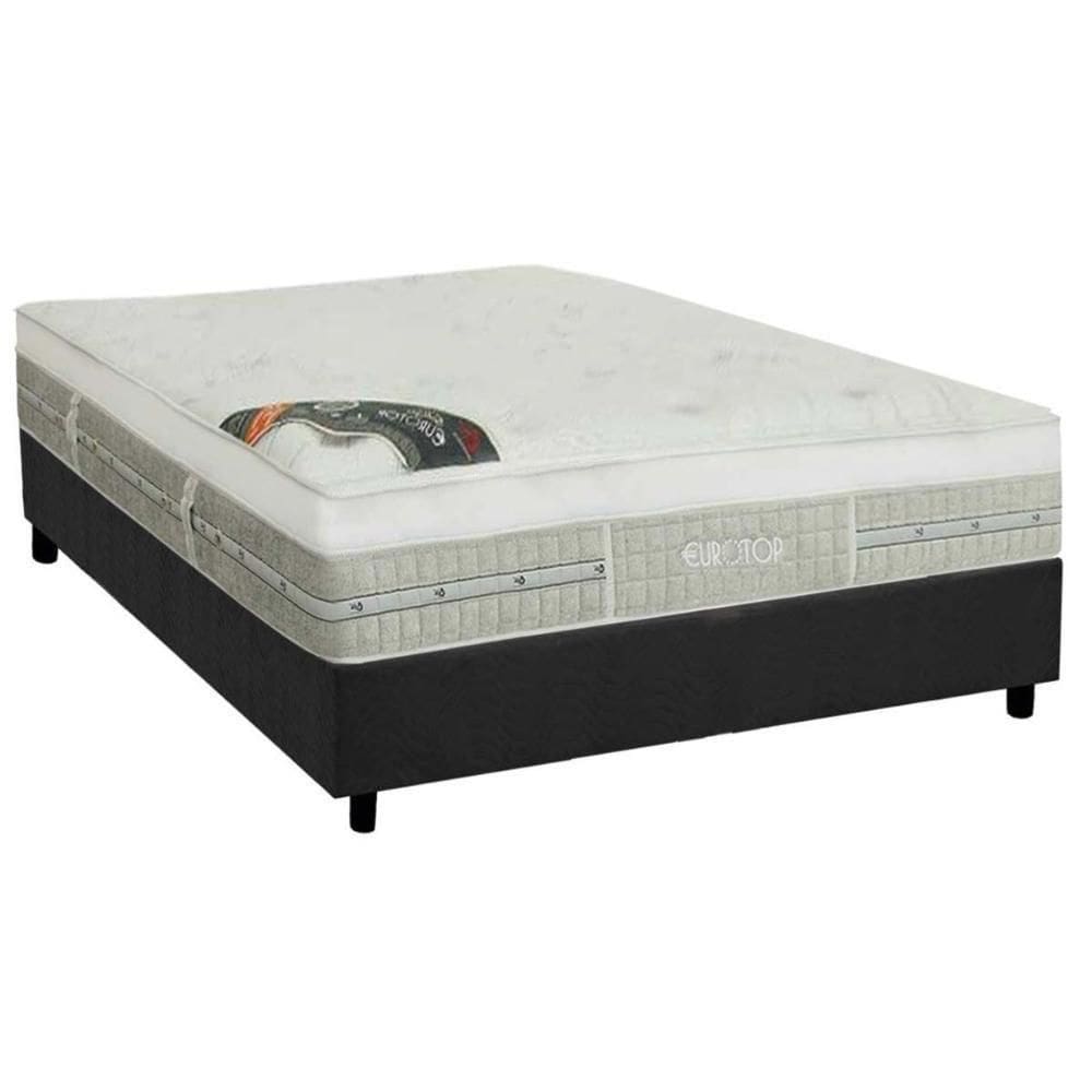 Cama Box Casal: Colchão Molas Ensacadas Castor Gold Star Slx Gran Plush Látex+Base Gray(138X188)
