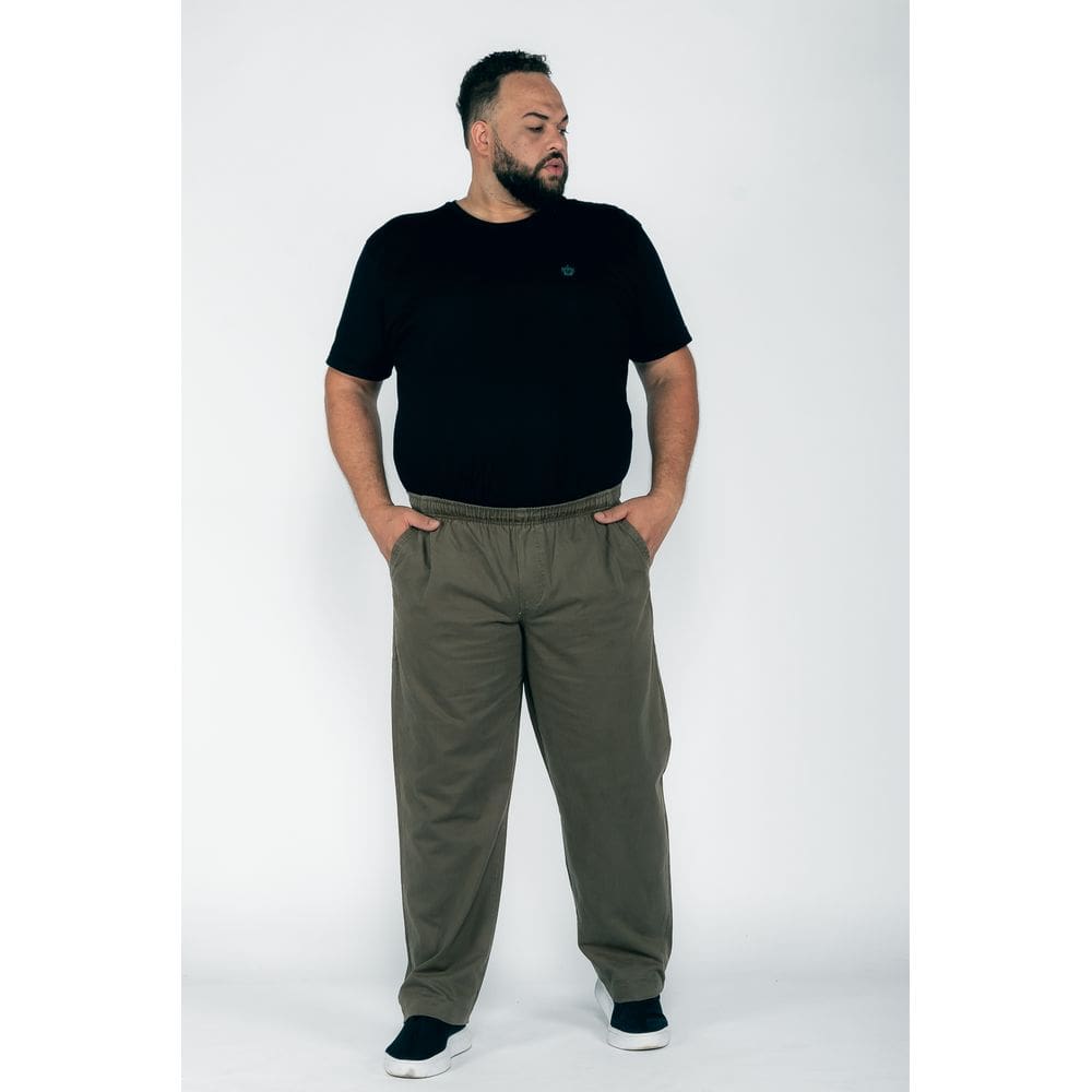 Calça Masculina Plus Size Sarja Verde Macaw 7563