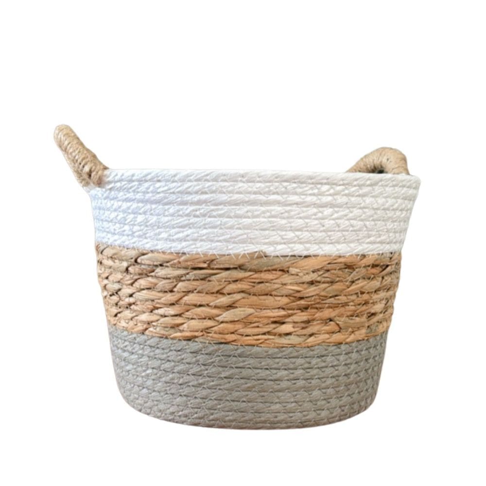 Cesto Organizador Em Fibra Natural Cinza 17x23cm