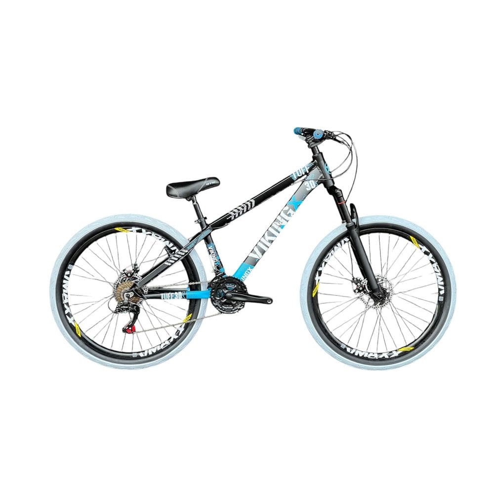 Bicicleta Aro 26 Vikingx Preto/Azul 21v Câmbios Shimano Pneu Branco