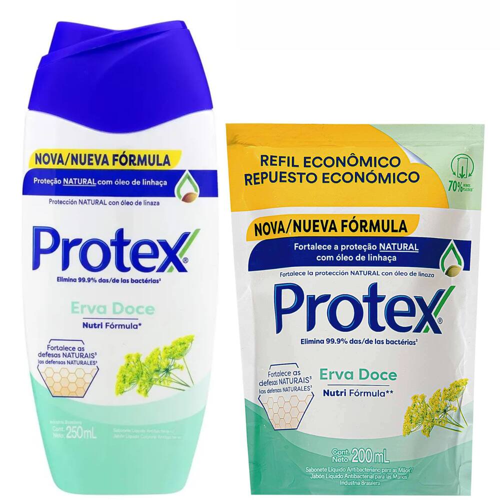 Kit Sabonete Líquido Protex Erva Doce + Refil 200ml