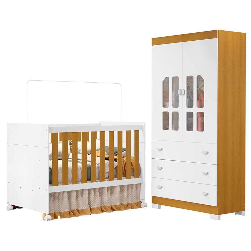 Jogo de Quarto Infantil New Katatau Guarda Roupa e Berço Mini Cama - Reller Móveis