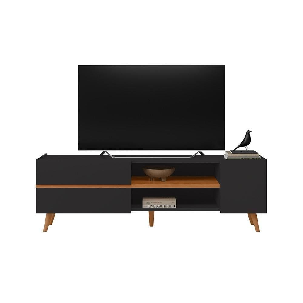 Rack Purus Para Tv Até 65 3 Portas - Colibri - Preto Fosco / Freijo