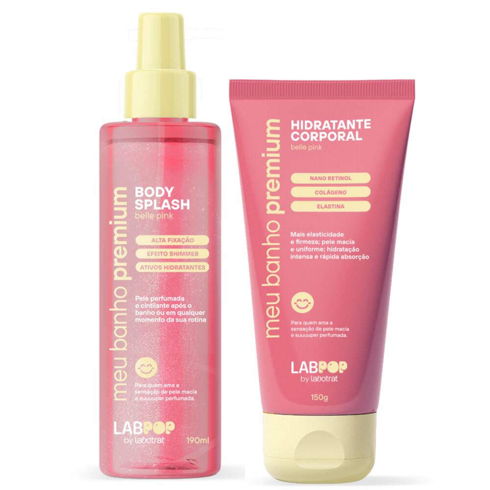 Kit Labotrat Belle Pink Hidratante Corporal + Body Splash + Mousse Esfoliante