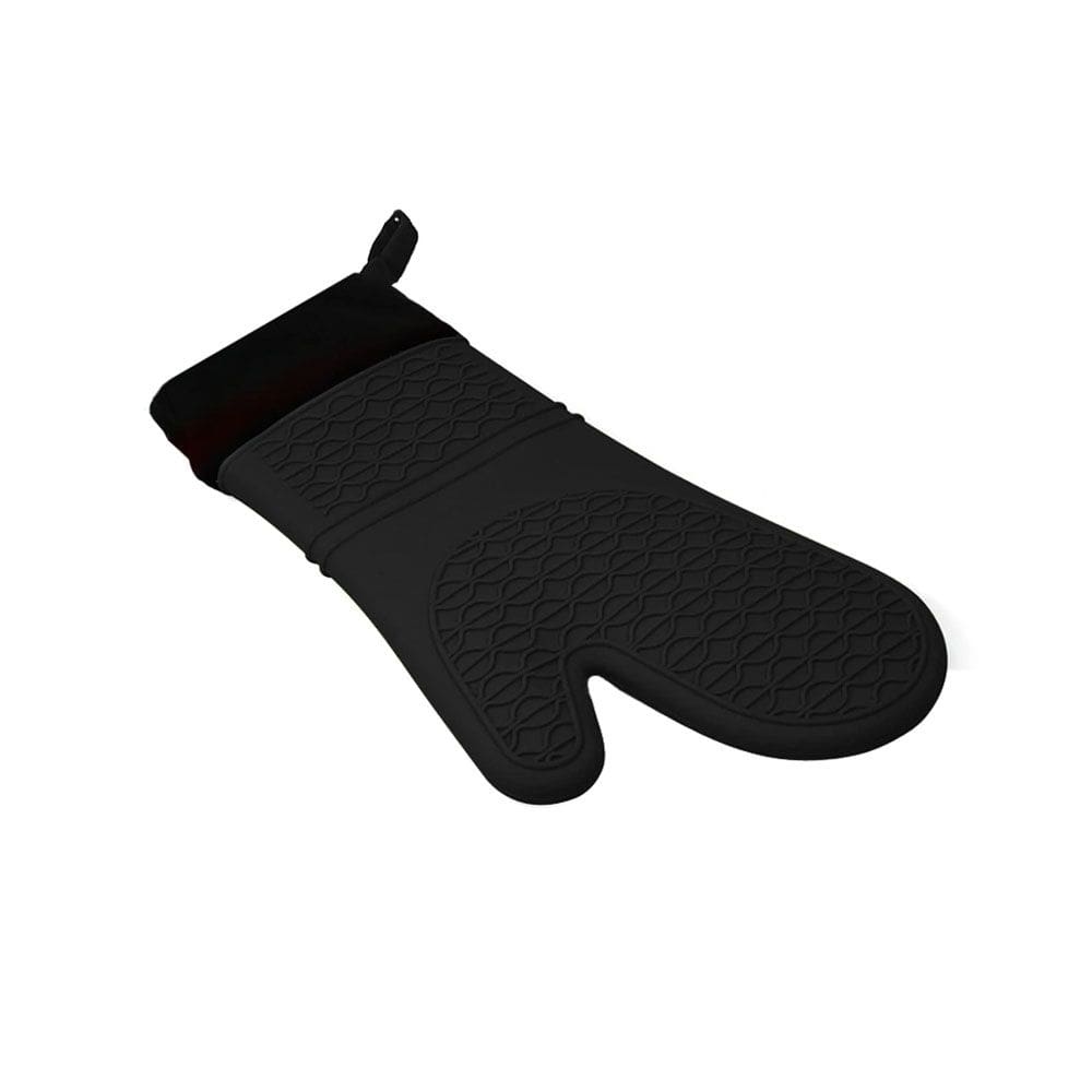 Luva de Cozinha Churrasco Silicone Preto e Forro Tecido