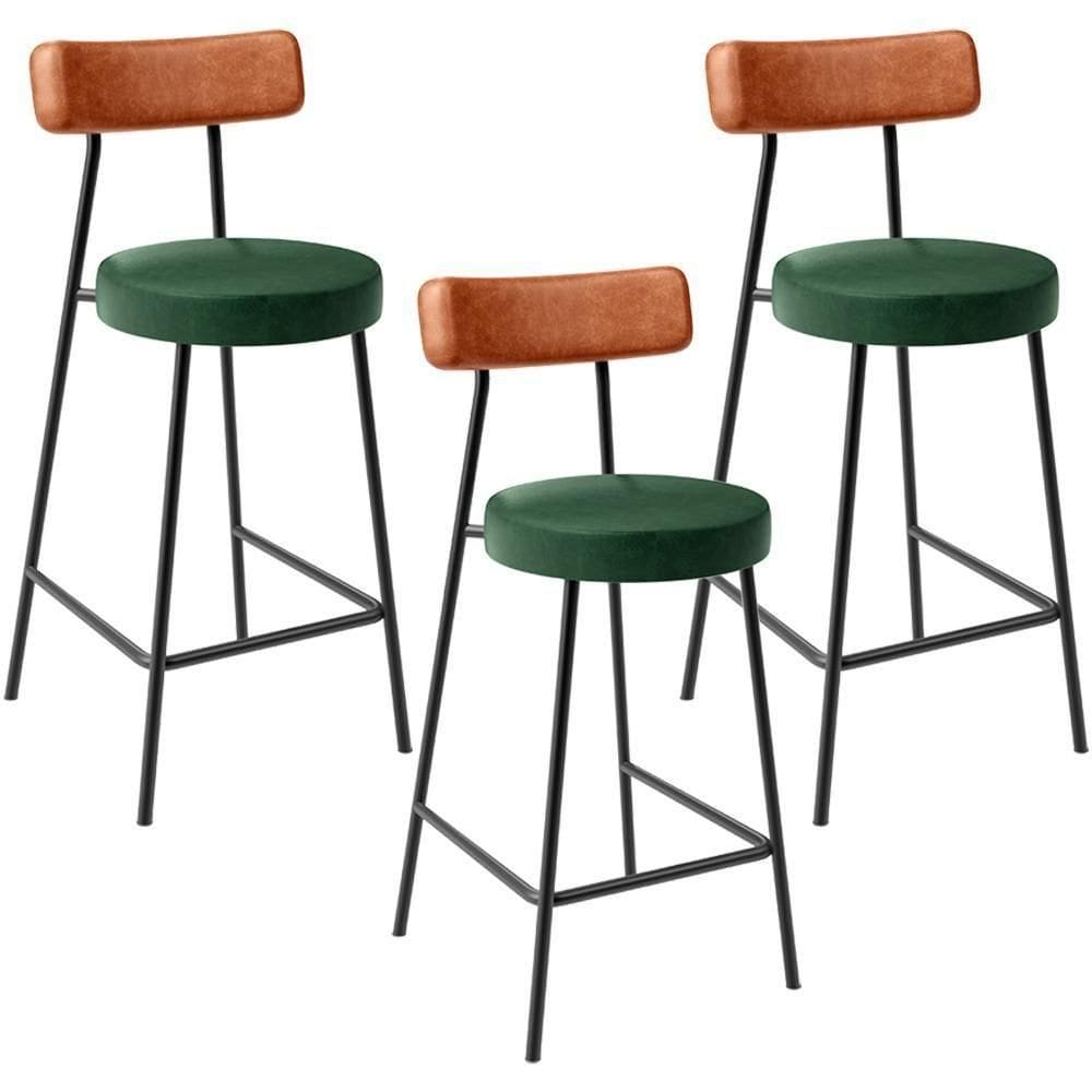 Kit 03 Banquetas Baixa Cozinha Sala Jantar Bancada Milão L02 Couríssimo Camel Verde