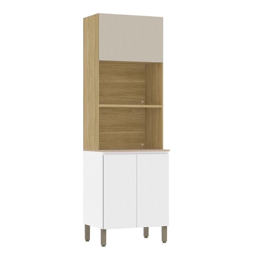 Paneleiro Cozinha Torre Quente Duplo Minsk Branco/Soft/Freijó Z06 - Mpozenato