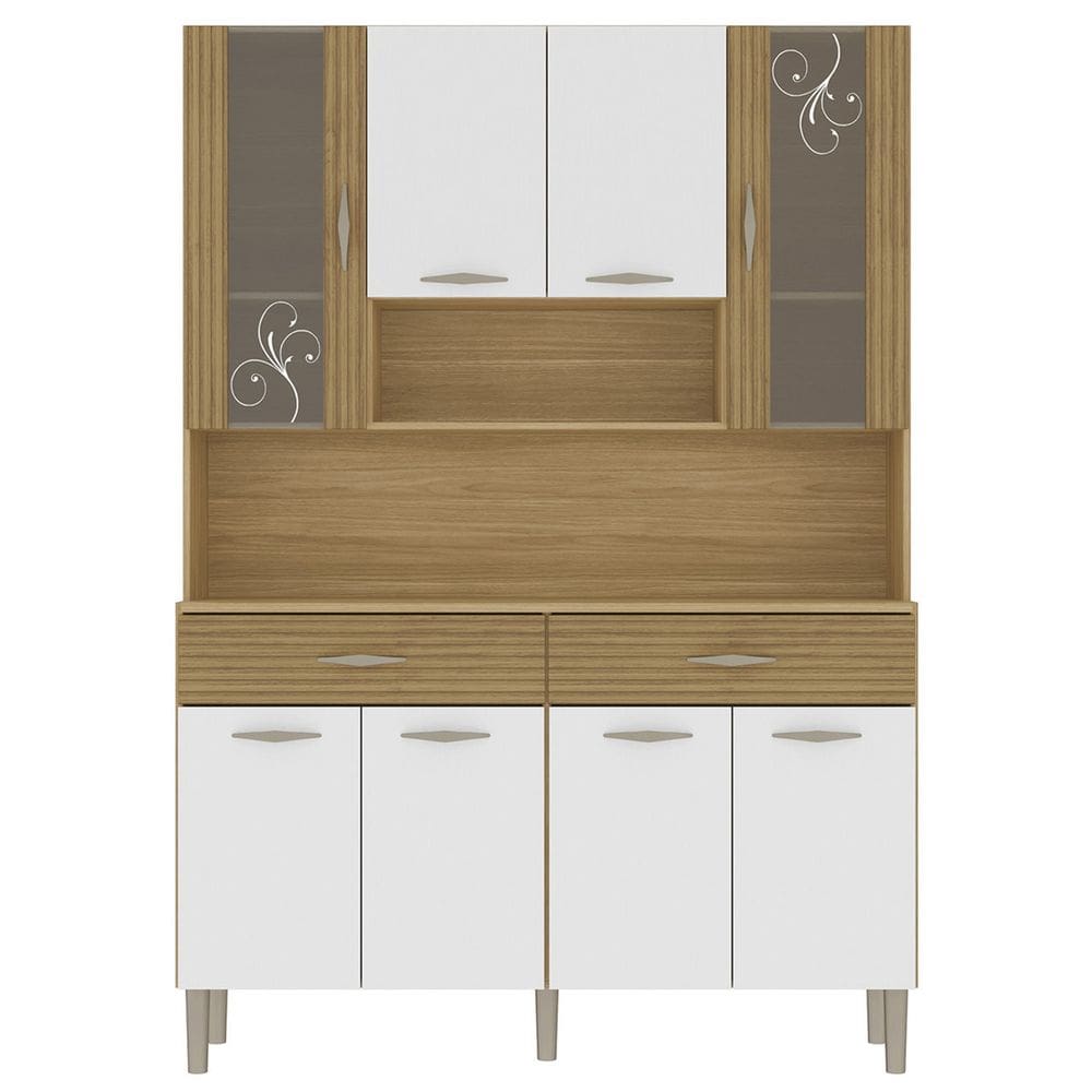 Armário de Cozinha Compacta 121cm Bruna Plus Freijó/Supremo Z06 - Mpozenato