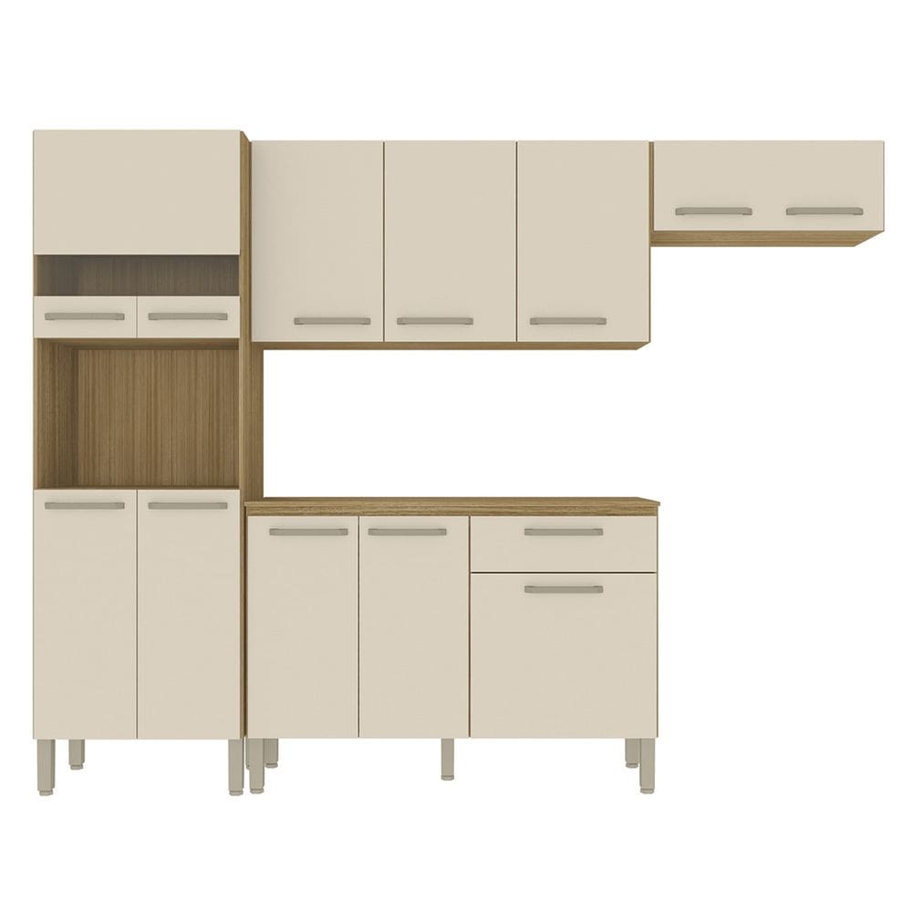 Cozinha Compacta Com Balcão 251cm Louis Plus Freijó/Soft Z06 - Mpozenato