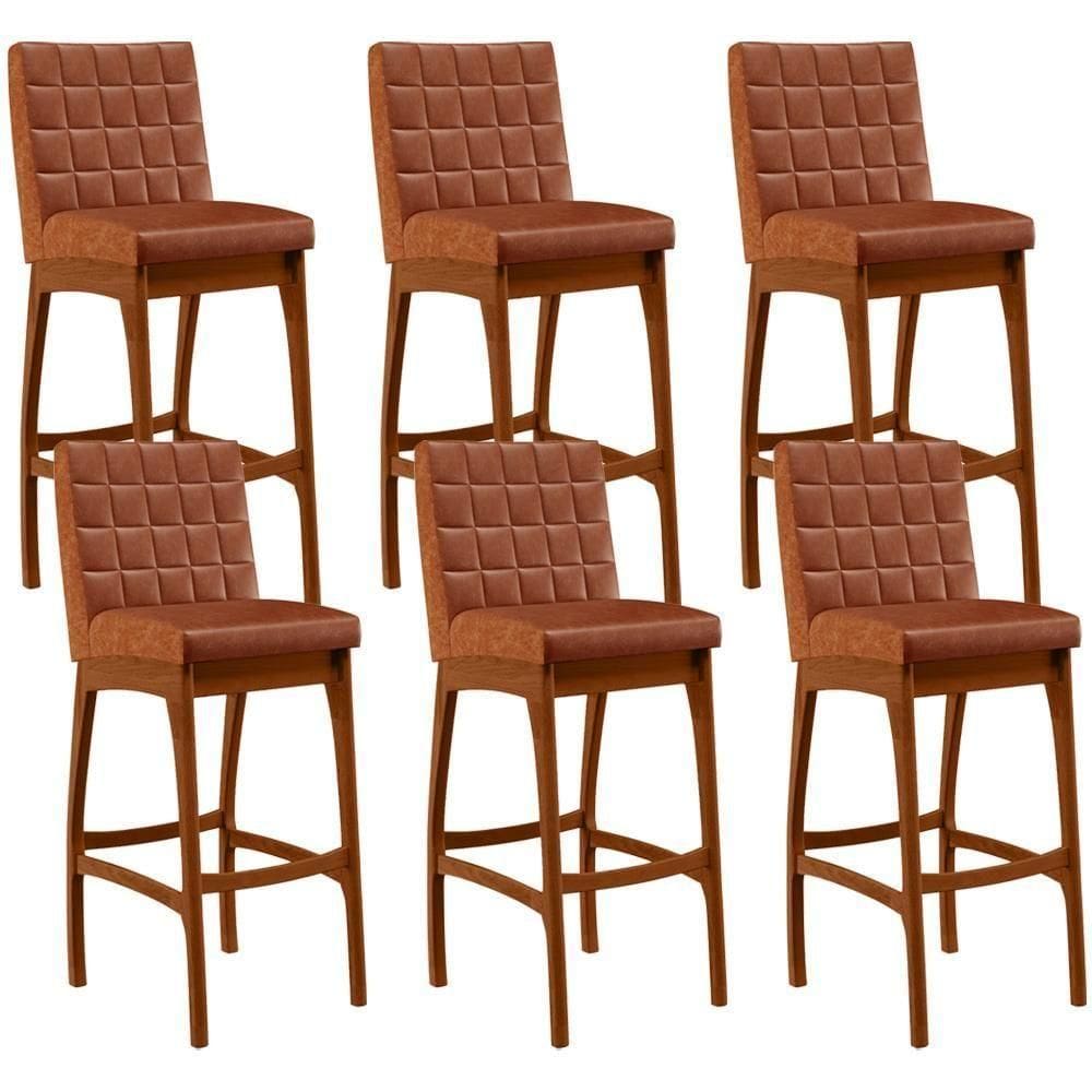 Kit 06 Banquetas Altas Mila Camel