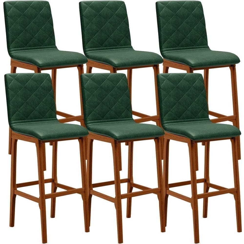 Kit 06 Banquetas Altas Para Cozinha Zoe B04 Verde Musgo