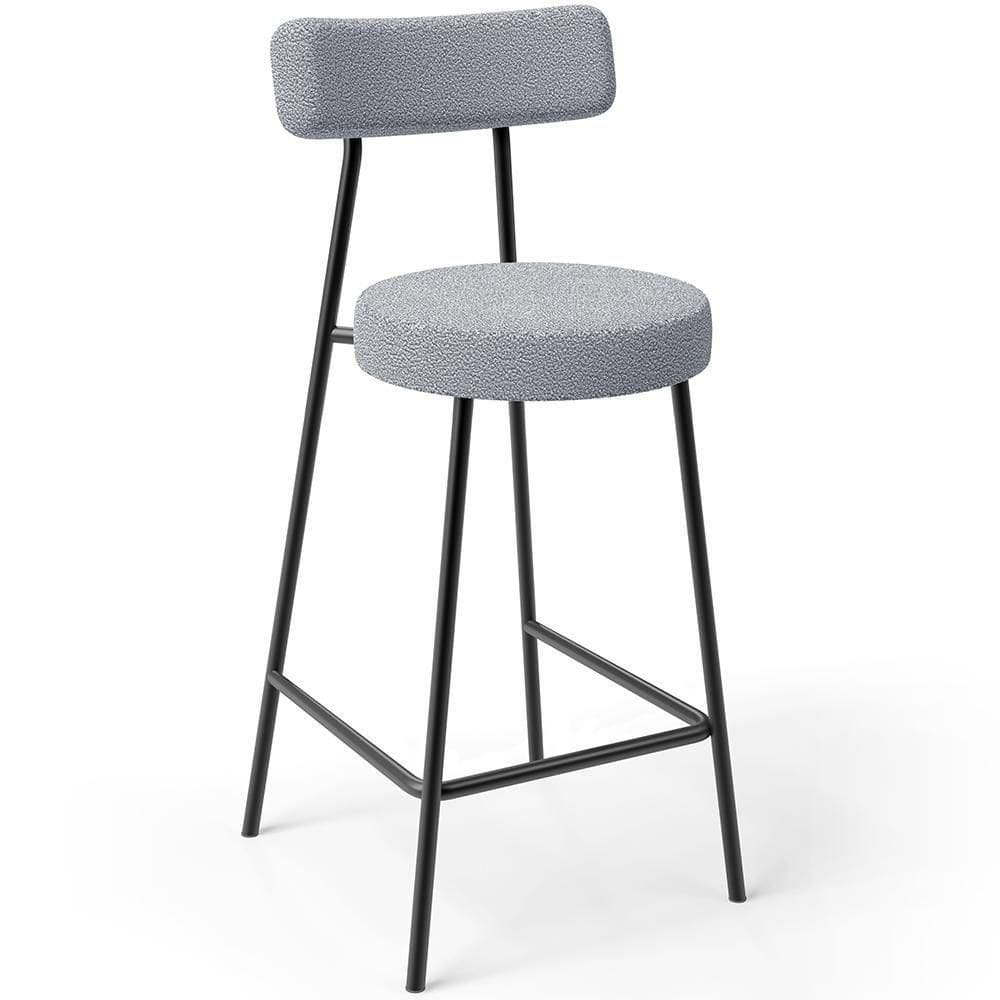 Banqueta Baixa Para Cozinha Sala De Jantar Bar Bancada Milão L02 Bouclê Cinza -LyamDecor