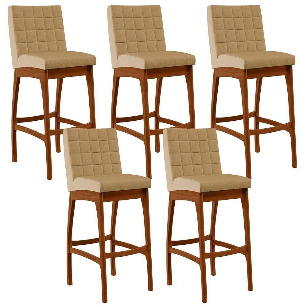 Kit 05 Banquetas Altas Para Cozinha B04 Bege Escuro