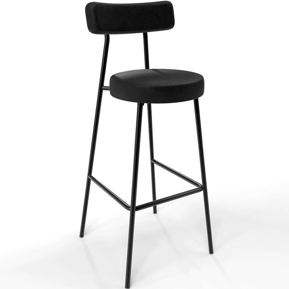 Banqueta Alta Cozinha Sala Jantar Milão F01 Preto