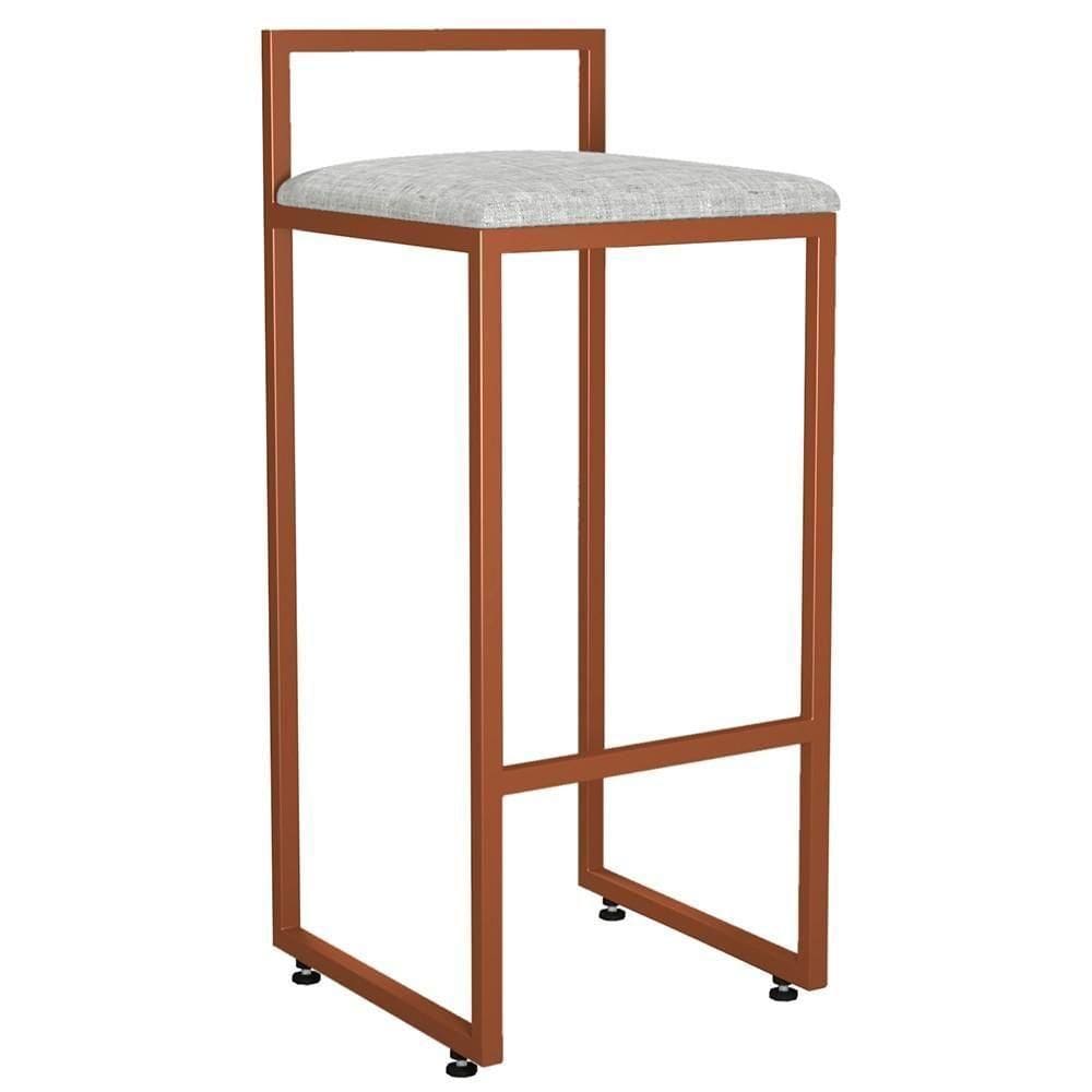 Banqueta Alta Cozinha De Jantar Hanna L02 Bronze Cinza
