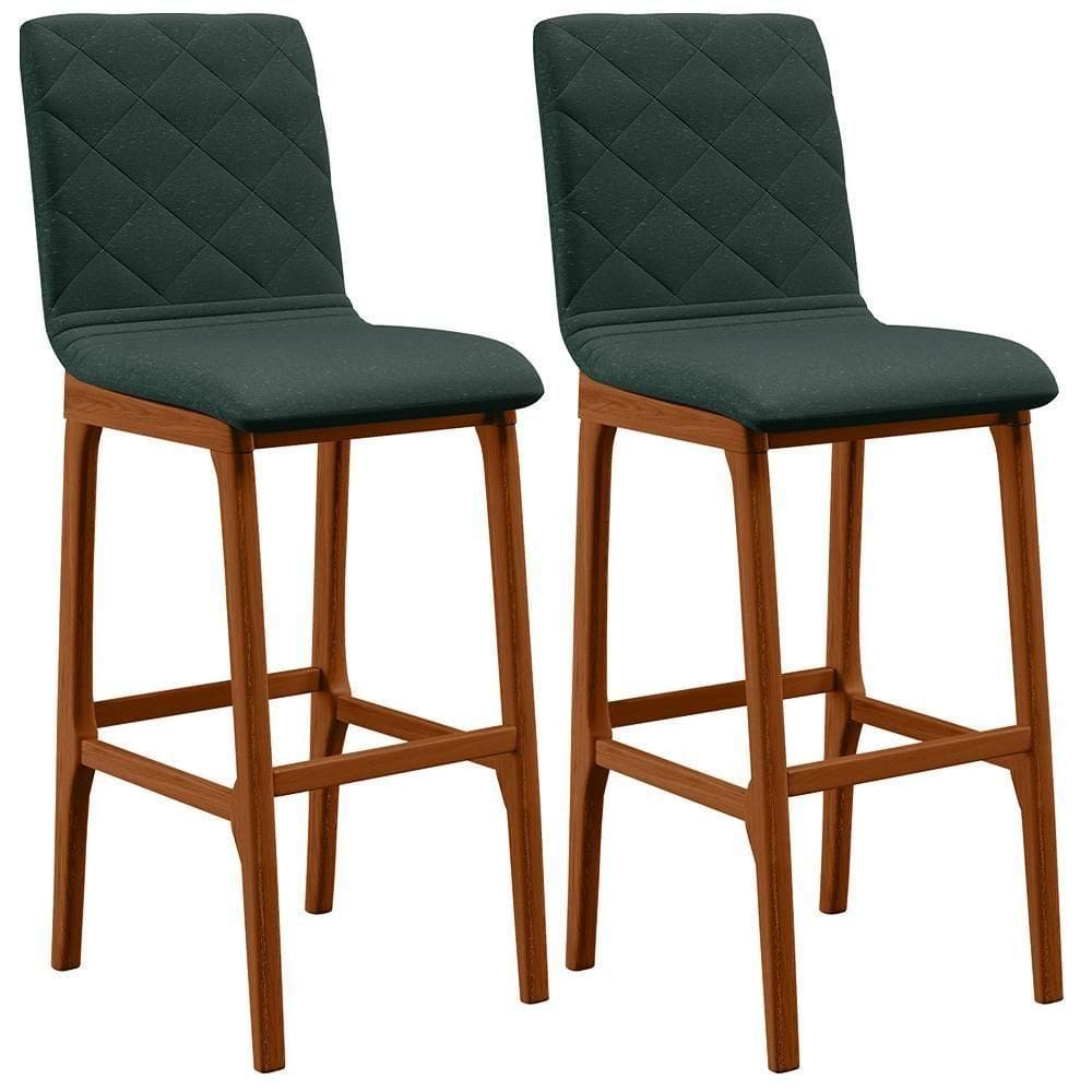 Kit 02 Banquetas Altas Zoe Linho Verde Musgo