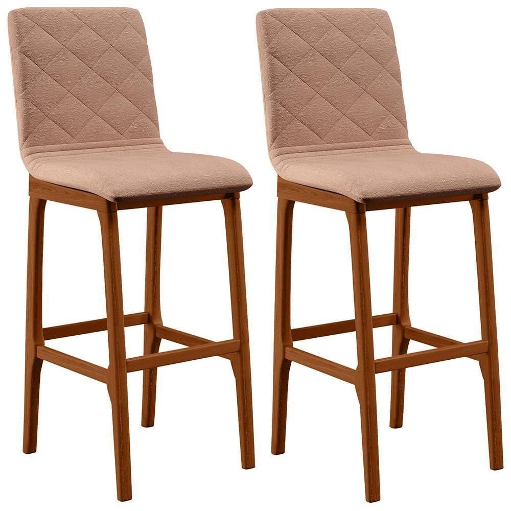 Kit 02 Banquetas Altas Zoe Linho Rosê