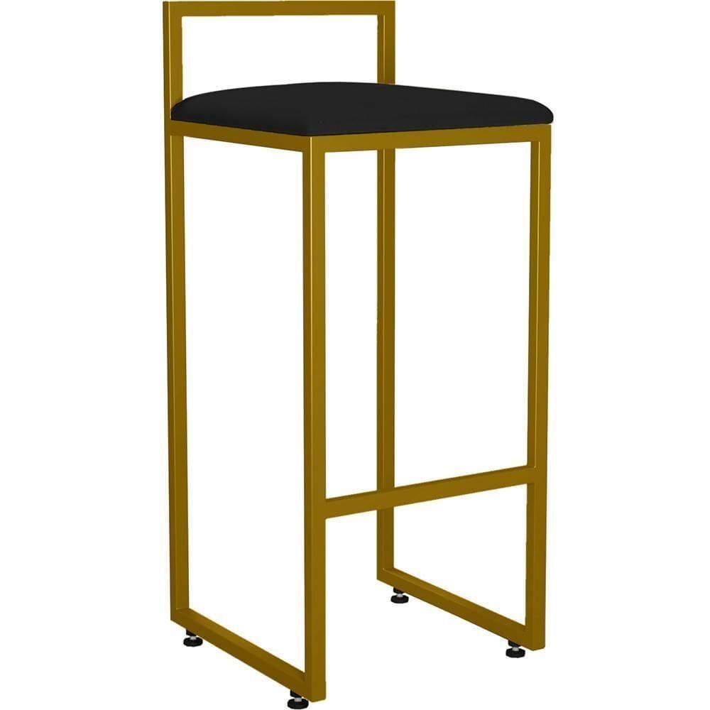 Banqueta Alta Cozinha Hanna L02 Dourado Corano Preto