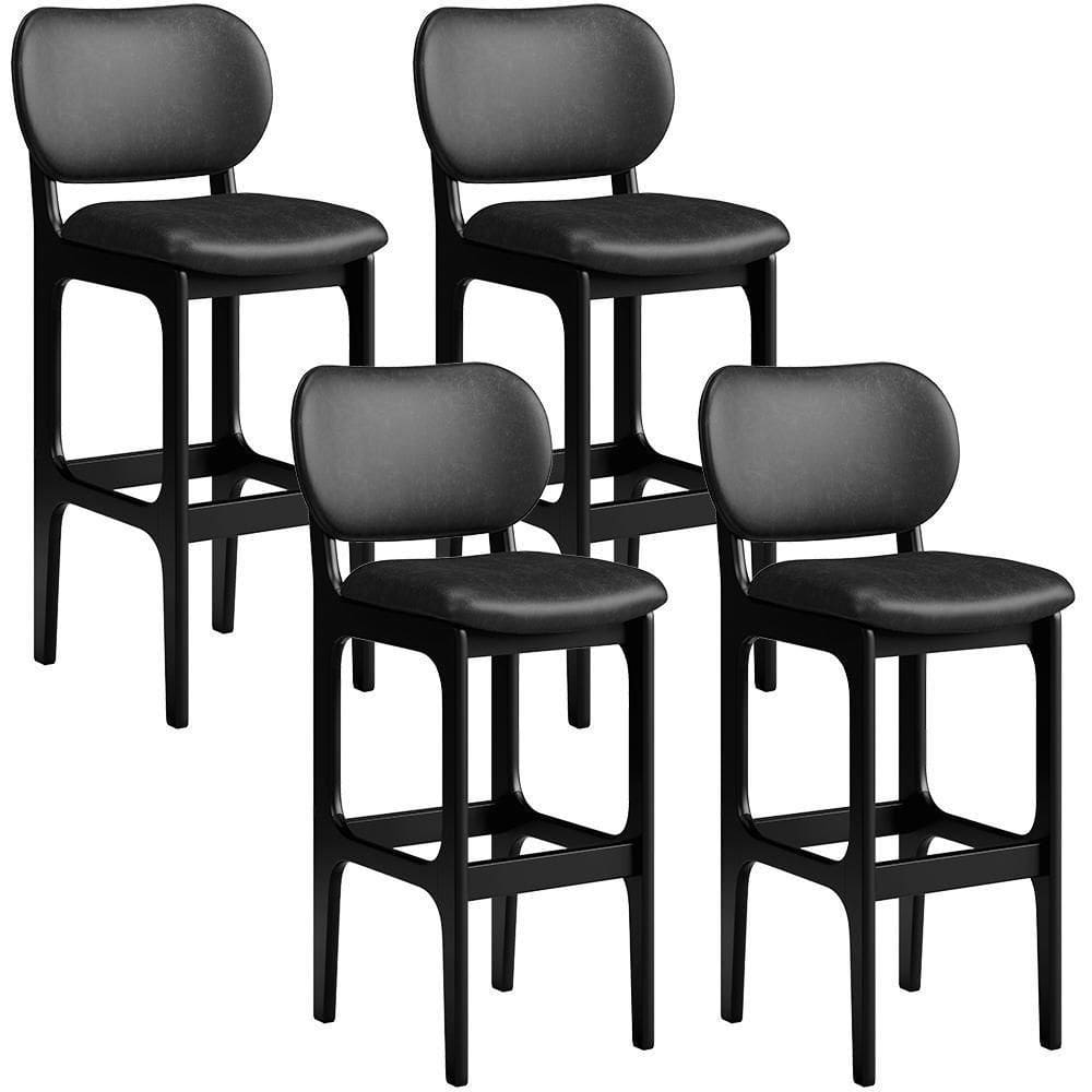 Kit 04 Banquetas Alta Para Cozinha Madeira Fixa Betta L02 Preto Couríssimo Preto