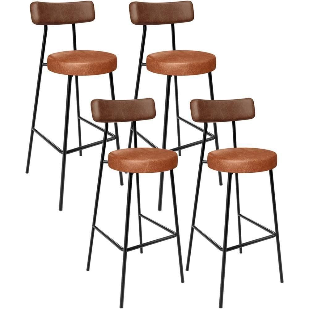 Kit 04 Banquetas Alta Bar Cozinha Sala De Jantar Milão L02 Couríssimo Marrom Camel