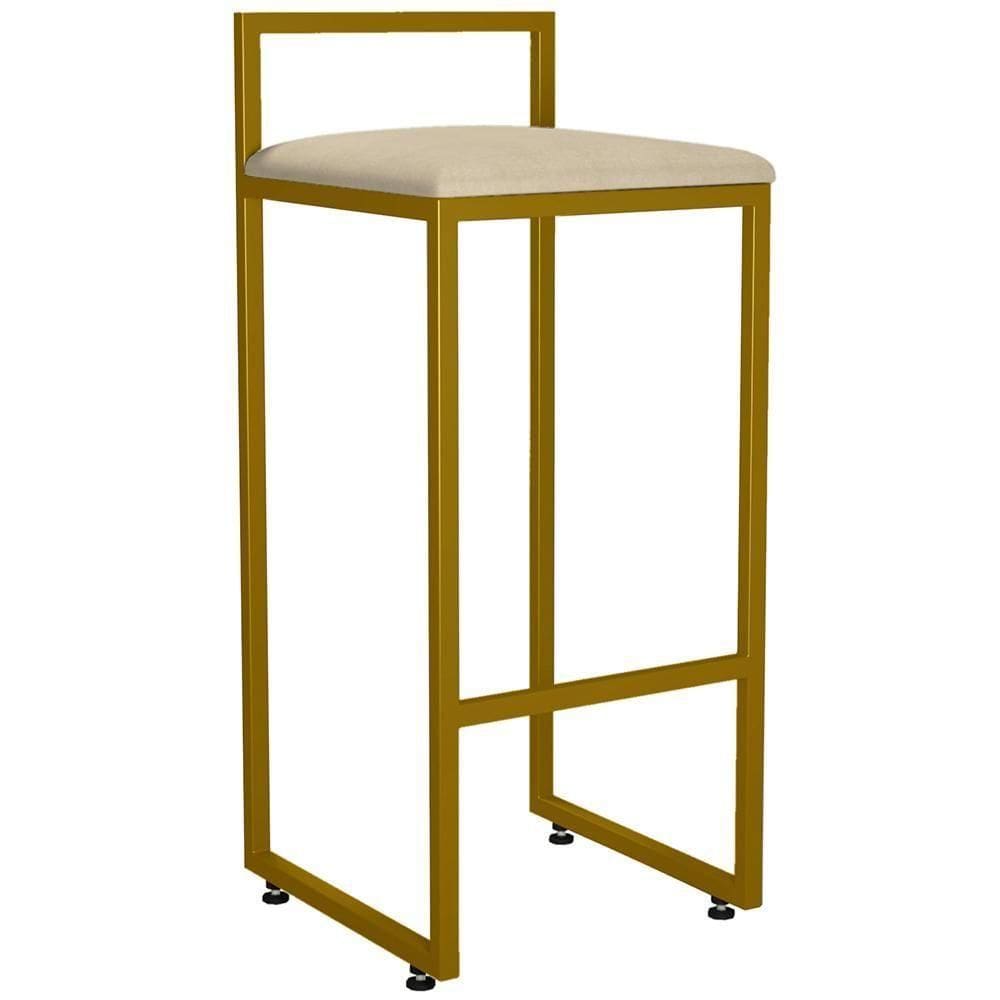 Banqueta Alta Cozinha Hanna L02 Dourado Suede Bege