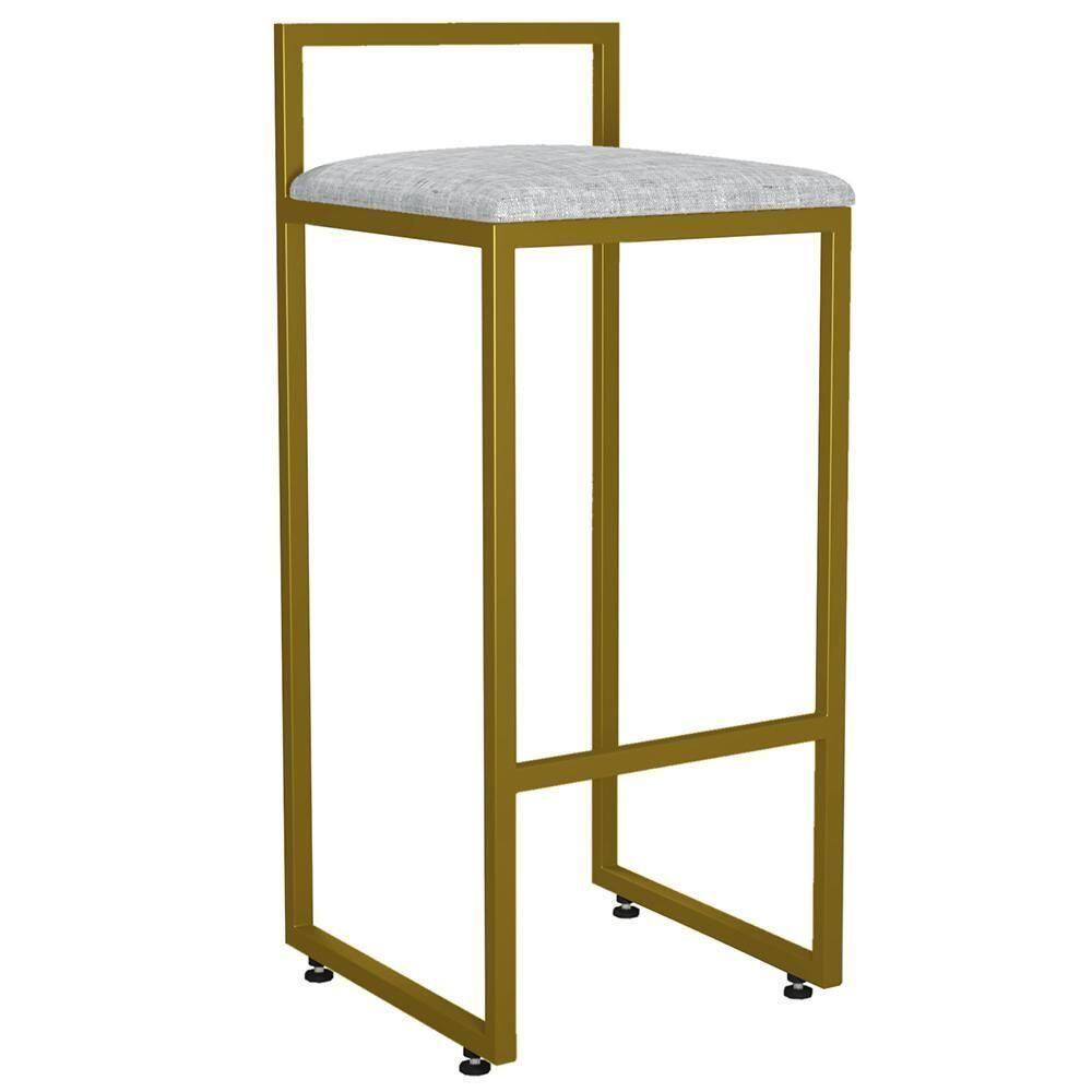 Banqueta Alta Cozinha De Jantar Hanna L02 Dourado Cinza