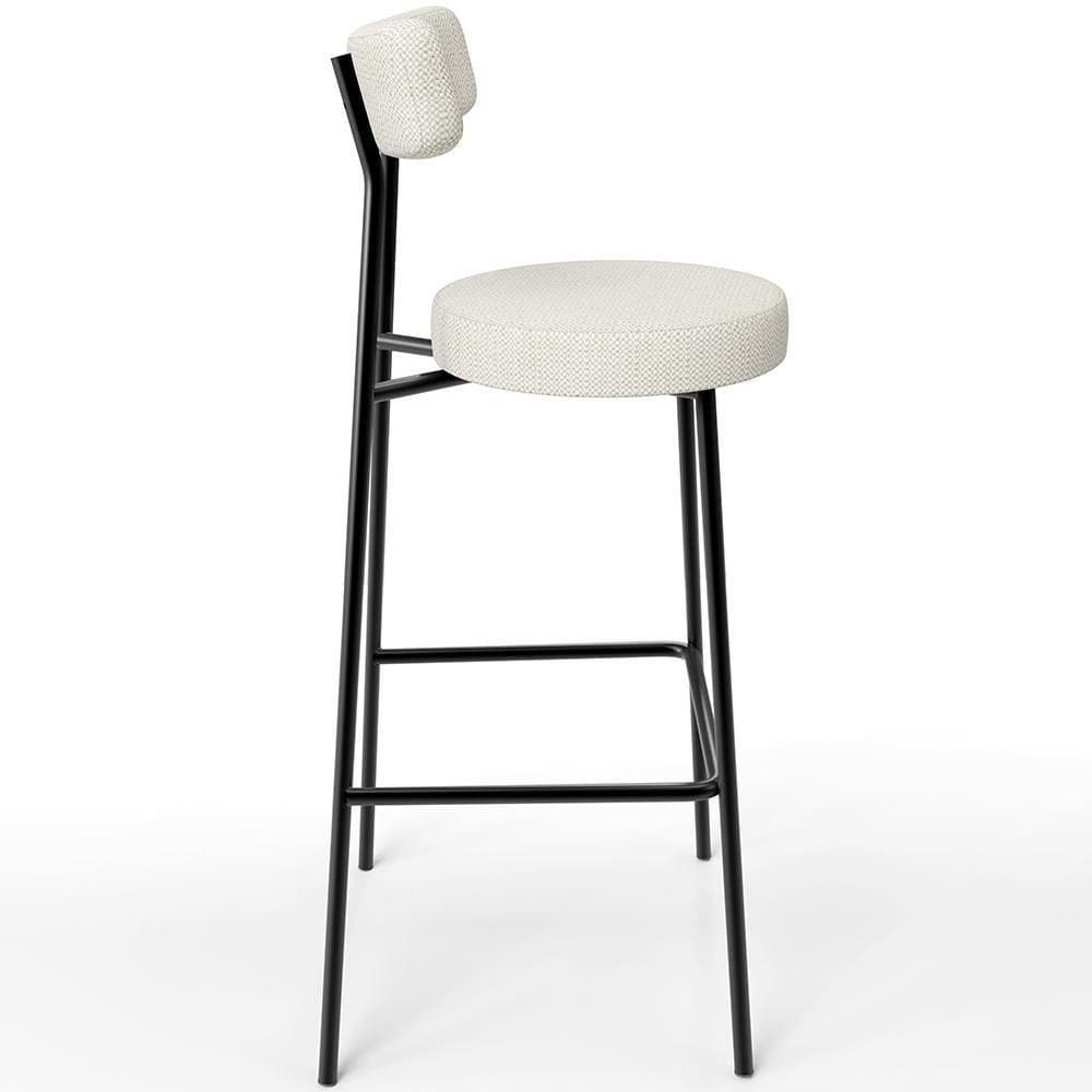 Banqueta Alta Bar Cozinha Sala De Jantar Em Aço Milão L02 Linho Champagne - Lyam Decor