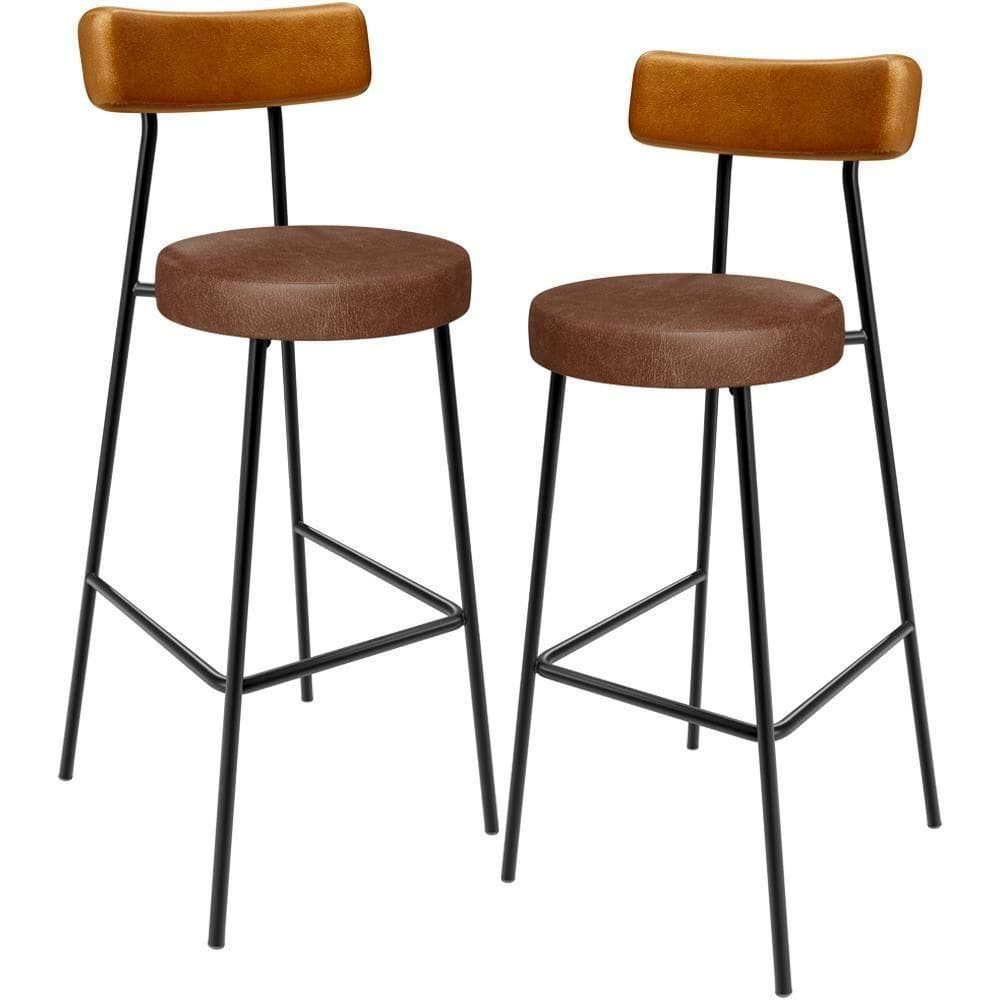 Kit 02 Banquetas Alta Bar Cozinha Sala De Jantar Milão L02 Couríssimo Whisky Marrom