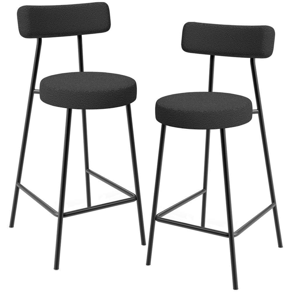 Kit 02 Banquetas Baixa Para Cozinha Sala De Jantar Bancada Milão L02 Bouclê Preto