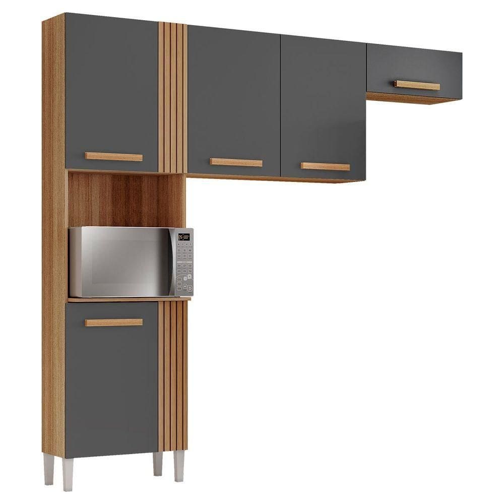 Cozinha Compacta Com 05 Portas Juma Cor Atacama Grafite Aramóveis
