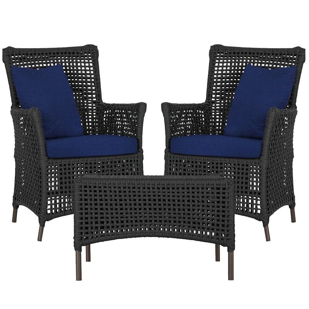 2 Poltronas E 1 Mesa Igapó Alumínio Marrom Corda Náutica E10 Preto