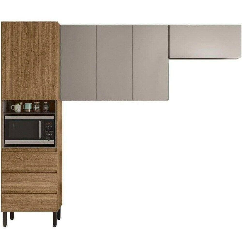 Cozinha Compacta Lazuli 5 Portas E 3 Gavetas 90531 Demóbile Amendola Touch E Nude Tx