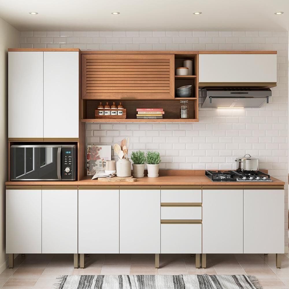 Cozinha Completa Thela Bárbara Armário E Balcão Freijó/branco