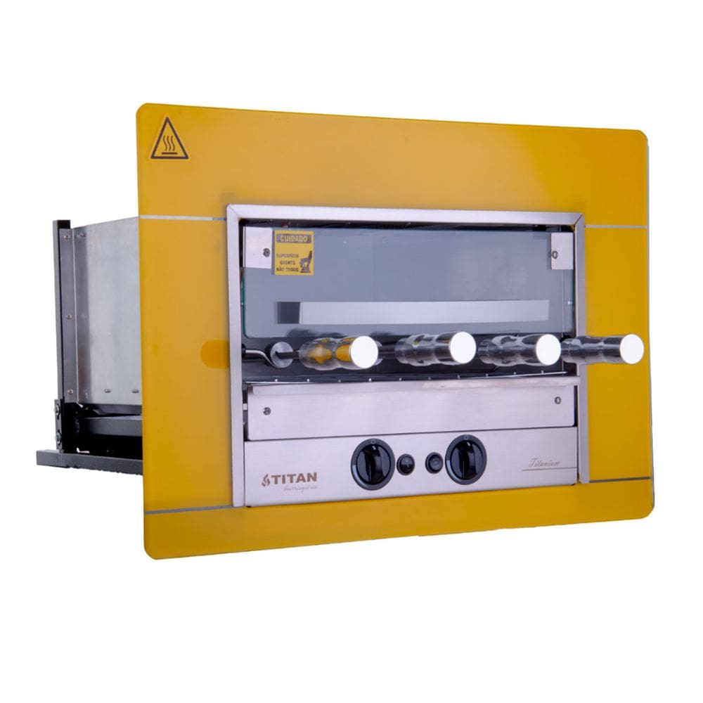 Churrasqueira a Gás de Embutir 4 Espetos Amarelo Titanium