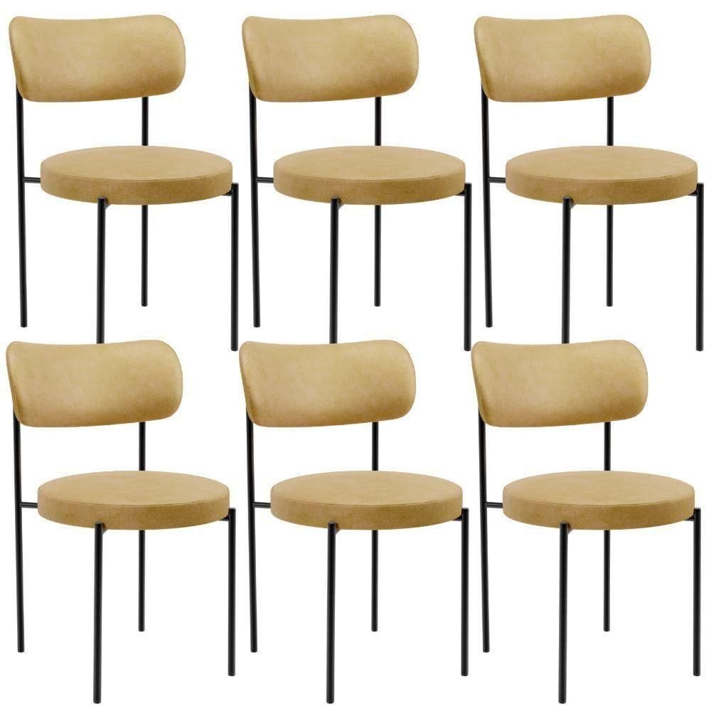 Kit 06 Cadeiras Estofadas Para Sala De Jantar Louise L02 Couríssimo Fendi - Lyam Decor