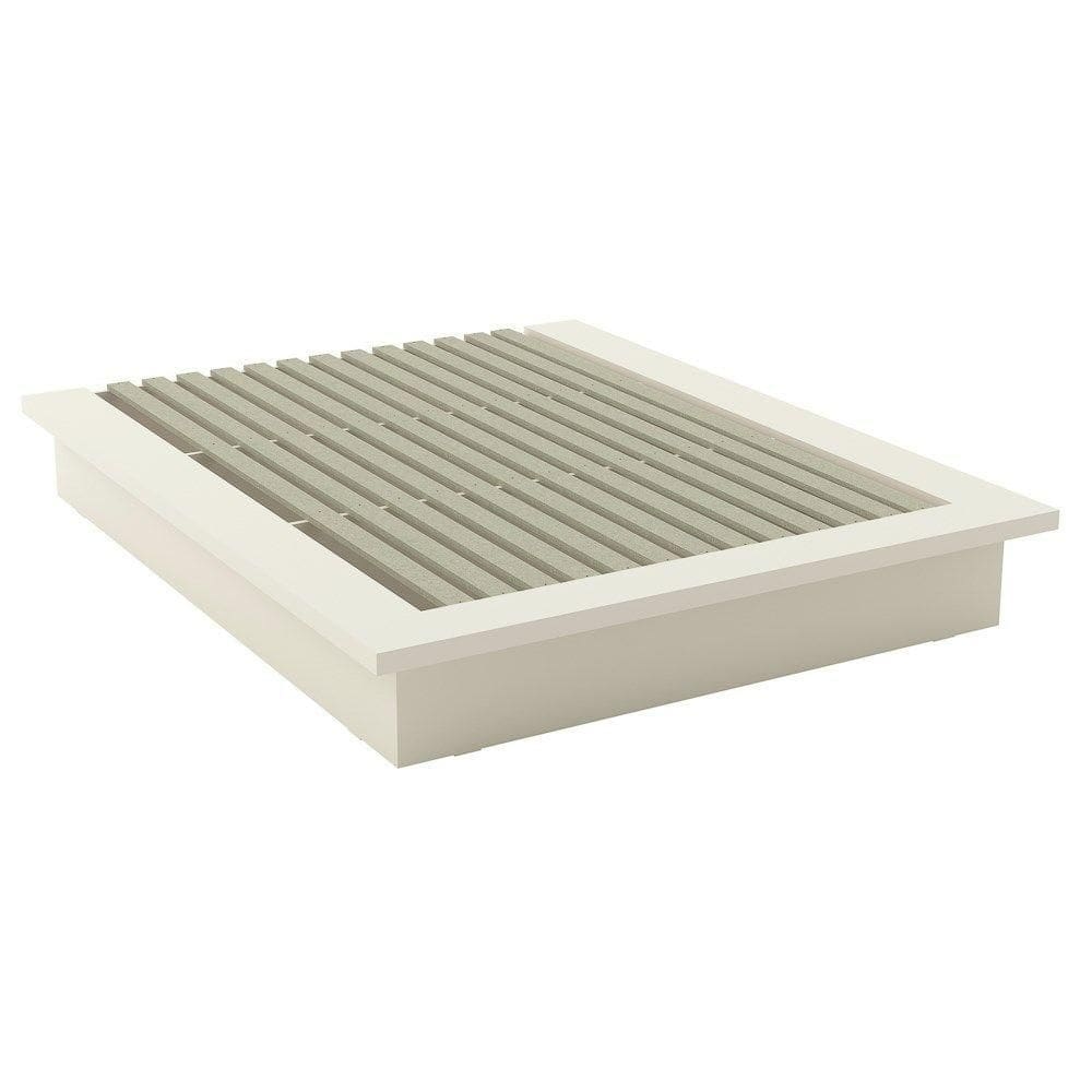 Cama De Madeira Para Colchão Casal Ou Queen Flutuante 100% Mdf Tw22 Off White