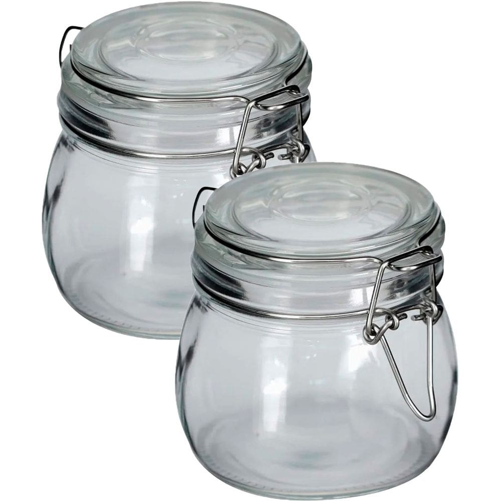 Kit 2 Potes De Vidro Hermético Tampa Vedação Conserva 500ml